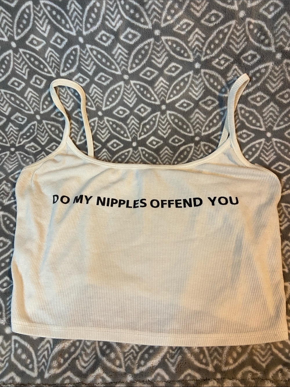 Fashion Nova White Ribbed Tanks with Bold Black Text